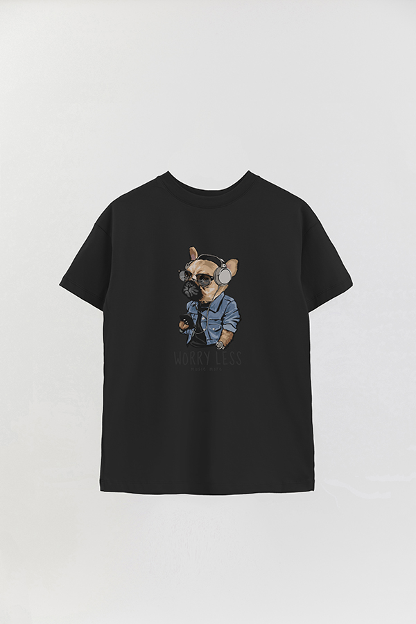 REMERA OVER ESTAMPADA DOG WORRY LESS