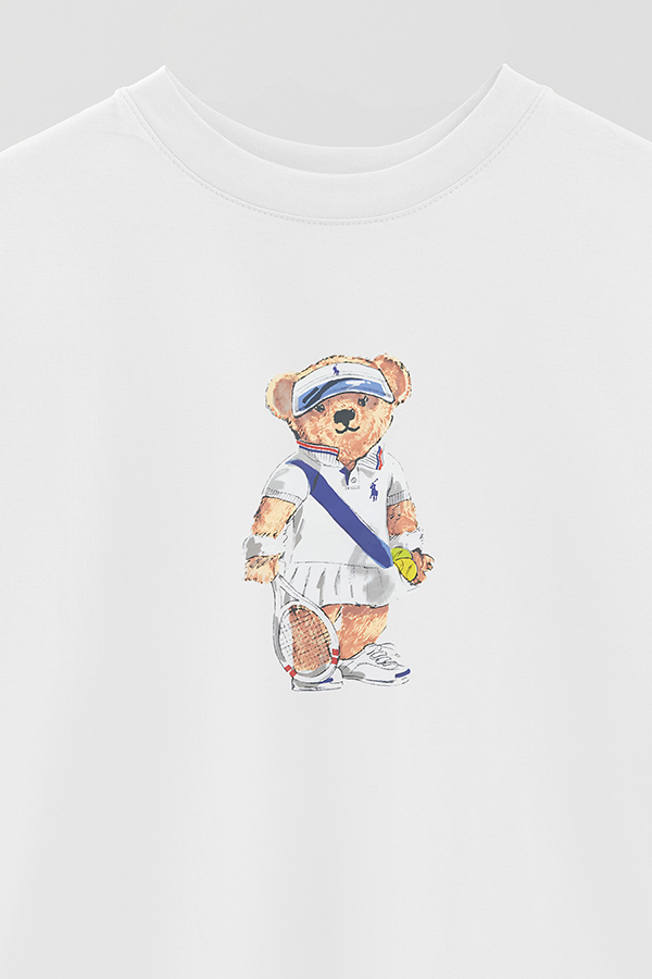 REMERA OVER ESTAMPADA UNISEX BEAR TENNIS FEM