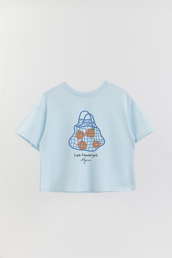REMERA CROP ESTAMPADA ITALY LAS NARANJAS ALGARVE