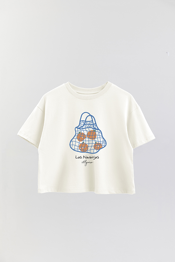 REMERA CROP ESTAMPADA ITALY LAS NARANJAS ALGARVE