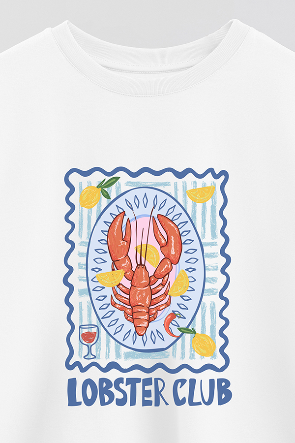 REMERA CROP ESTAMPADA SF LOBSTER CLUB