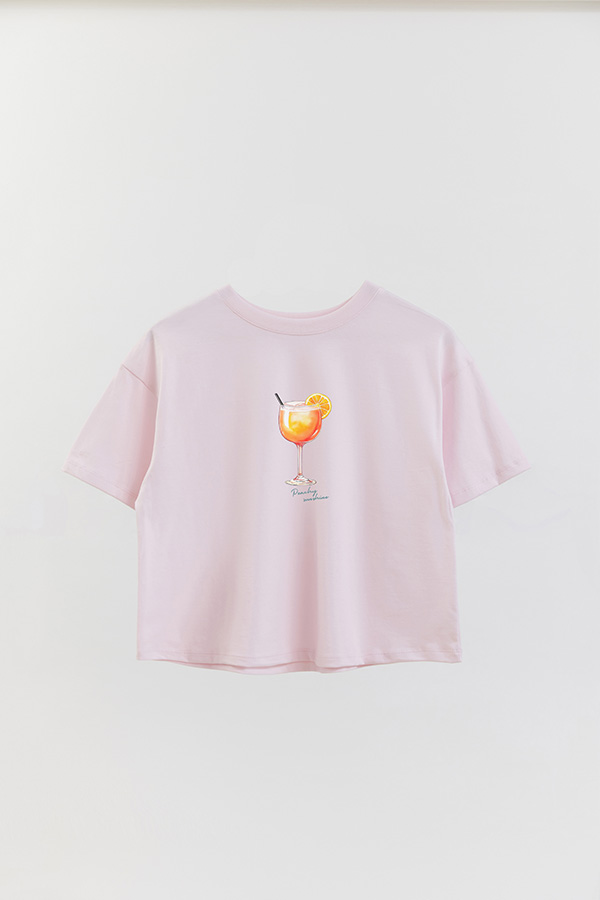 REMERA CROP ESTAMPADA COASTAL PEACHY SUNSHINE