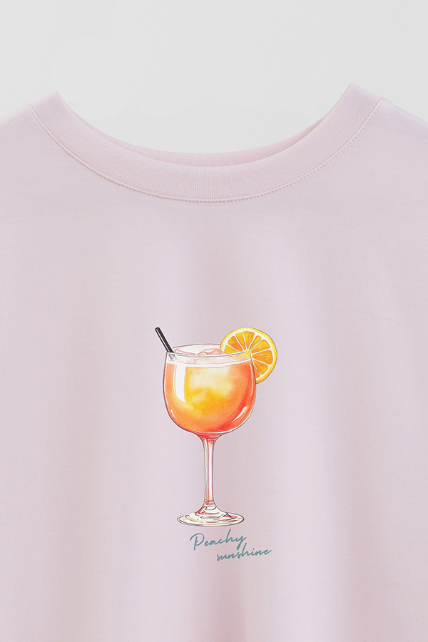 REMERA CROP ESTAMPADA COASTAL PEACHY SUNSHINE