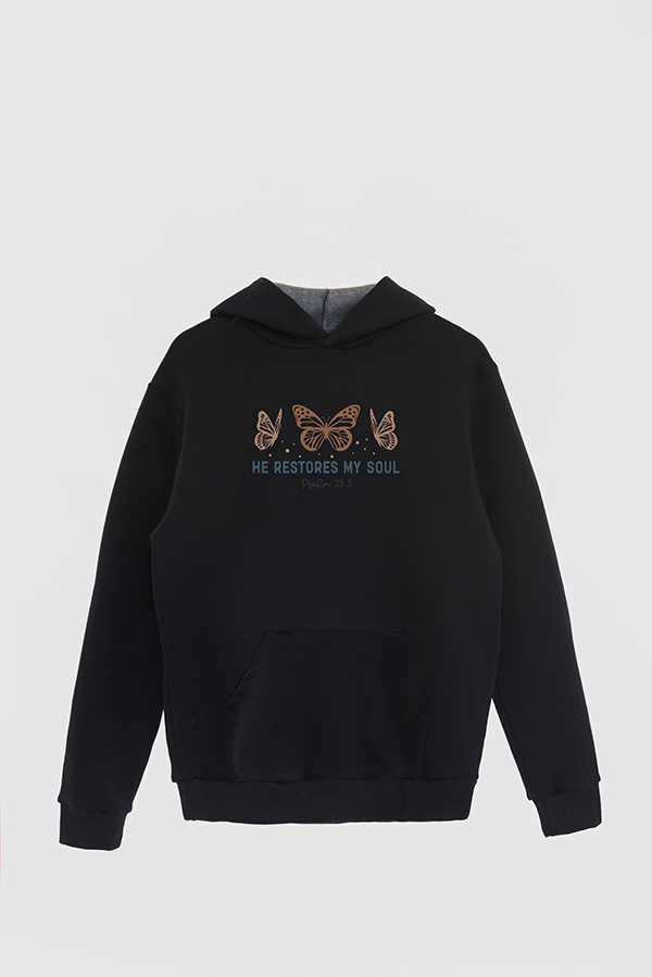 HOODIE FRISA ESTAMPADO HE RESTORES MY SOUL
