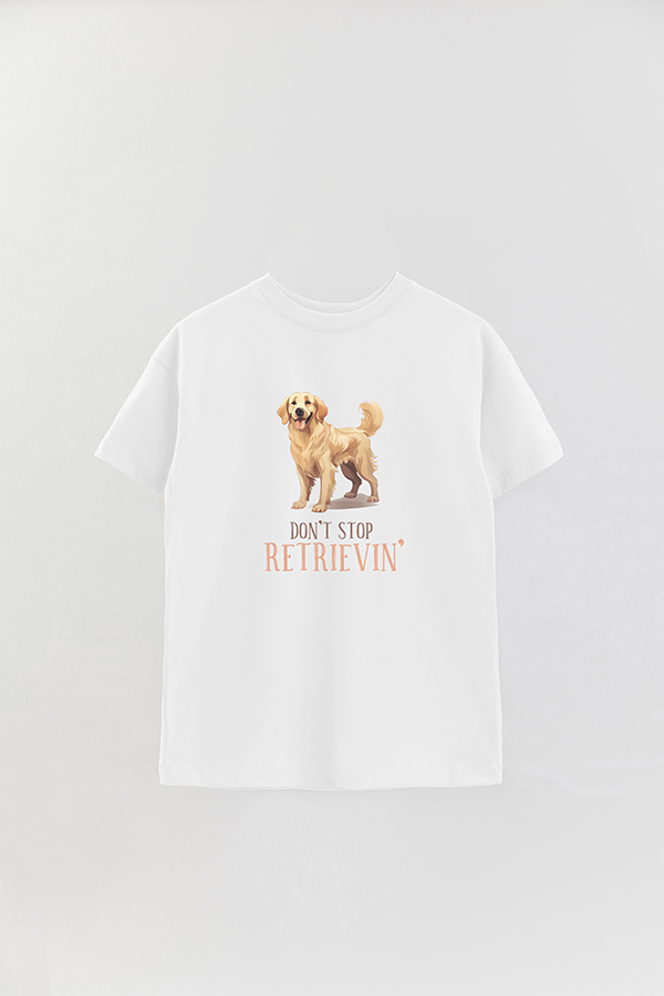 REMERA OVER ESTAMPADA DOG DON'T STOP RETRIEVIN