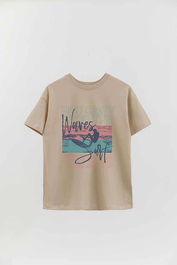 REMERA OVER ESTAMPADA YOU CANT STOP THE WAVES
