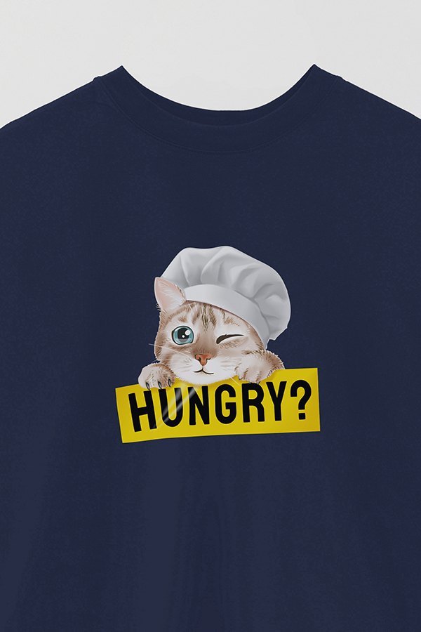 REMERA OVER ESTAMPADA CAT HUNGRY