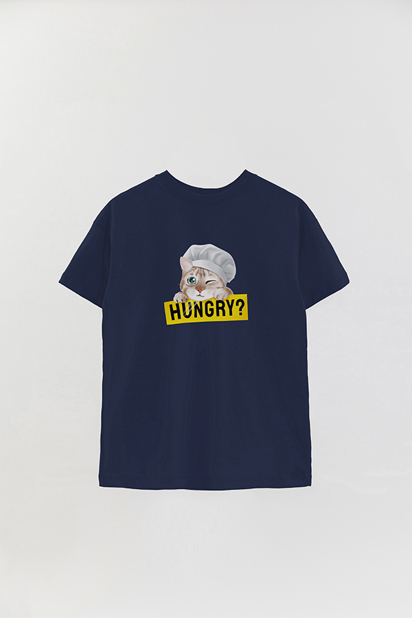 REMERA OVER ESTAMPADA CAT HUNGRY