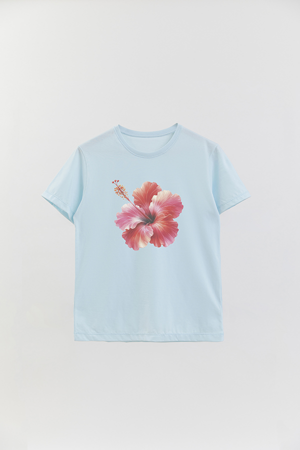 REMERA BASICA ESTAMPADA HIBISCUS 0