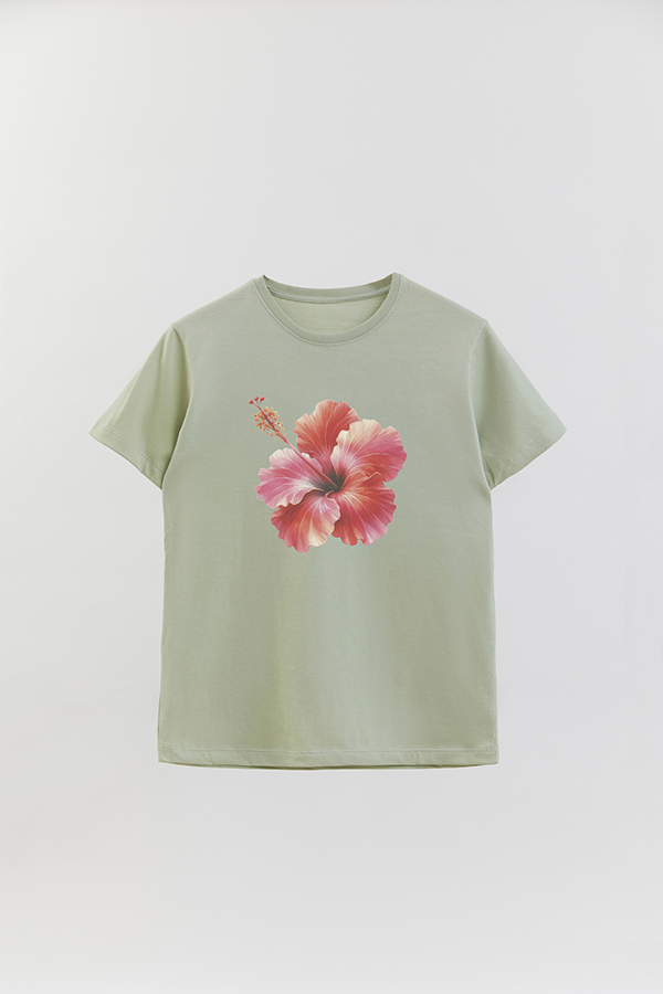 REMERA BASICA ESTAMPADA HIBISCUS 0