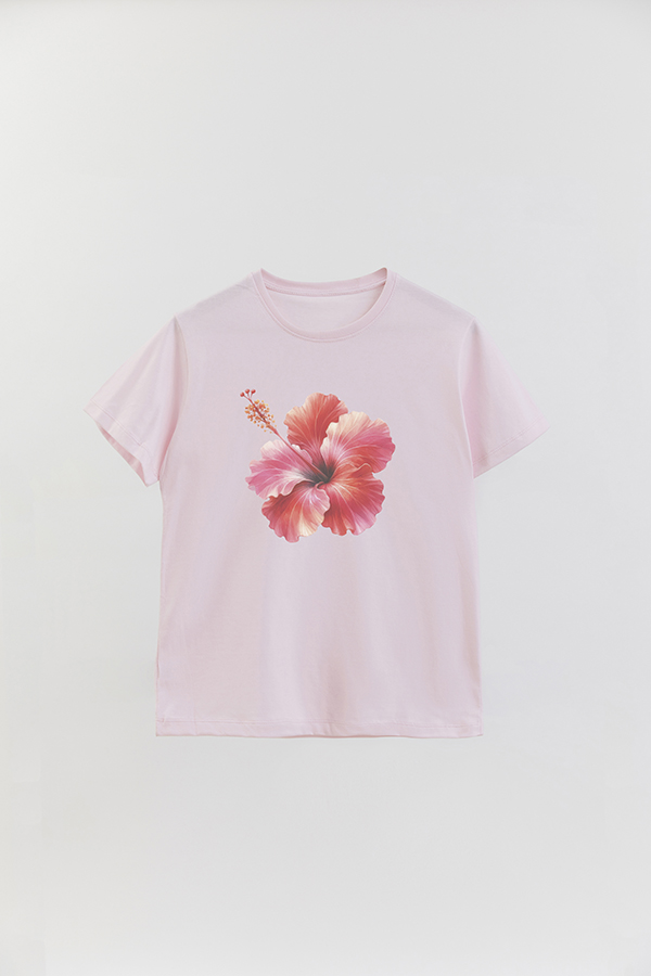 REMERA BASICA ESTAMPADA HIBISCUS 0