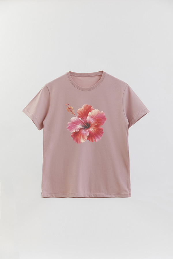 REMERA BASICA ESTAMPADA HIBISCUS 0