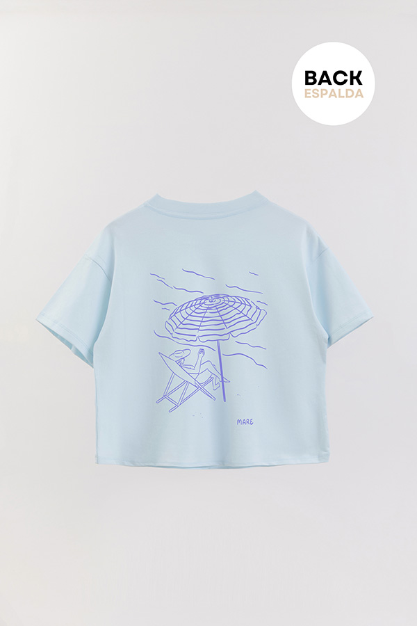 REMERA CROP FB ESTAMPADA BLUE MARE