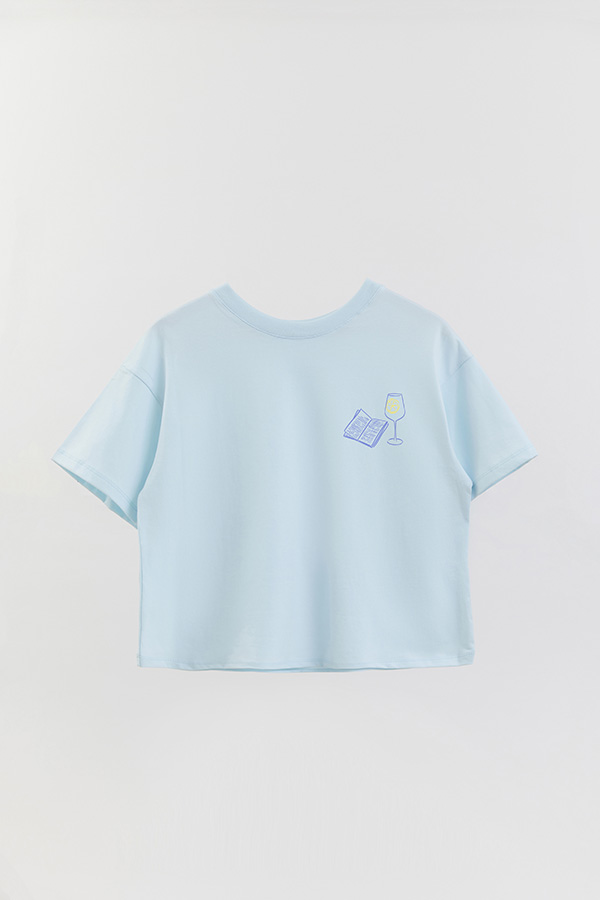 REMERA CROP FB ESTAMPADA BLUE MARE