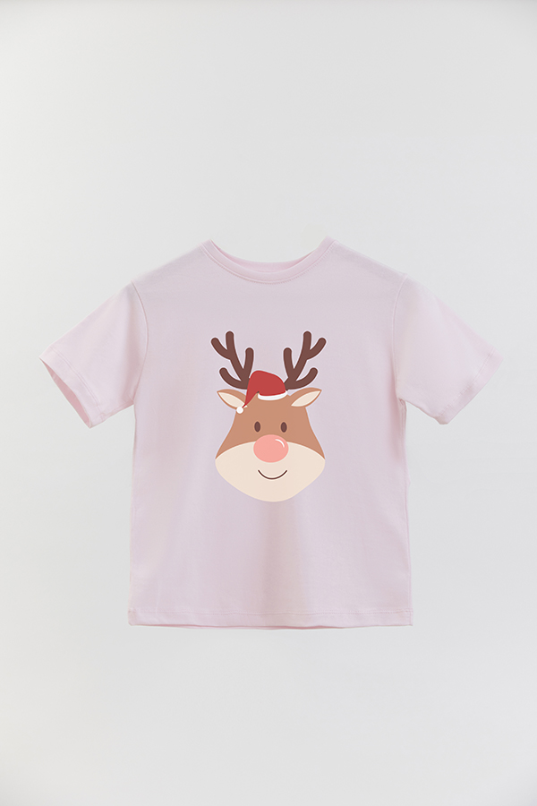 REMERA BASICA ESTAMPADA PASTEL CHRISTMAS DEER