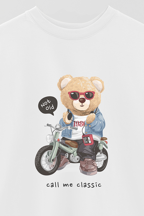 REMERA OVER ESTAMPADA UNISEX TEDDY CALL ME CLASSIC