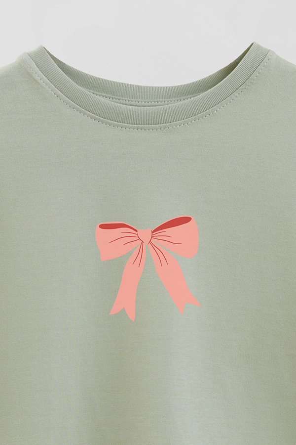 REMERA BASICA ESTAMPADA PASTEL CHRISTMAS PINK BOW