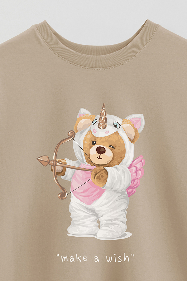 REMERA OVER ESTAMPADA UNISEX TEDDY MAKE A WISH