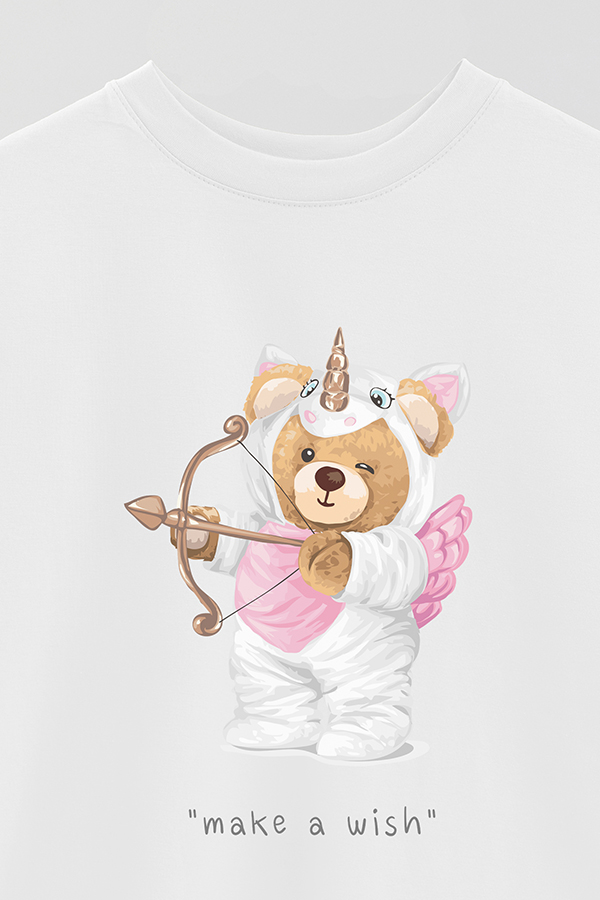 REMERA OVER ESTAMPADA UNISEX TEDDY MAKE A WISH