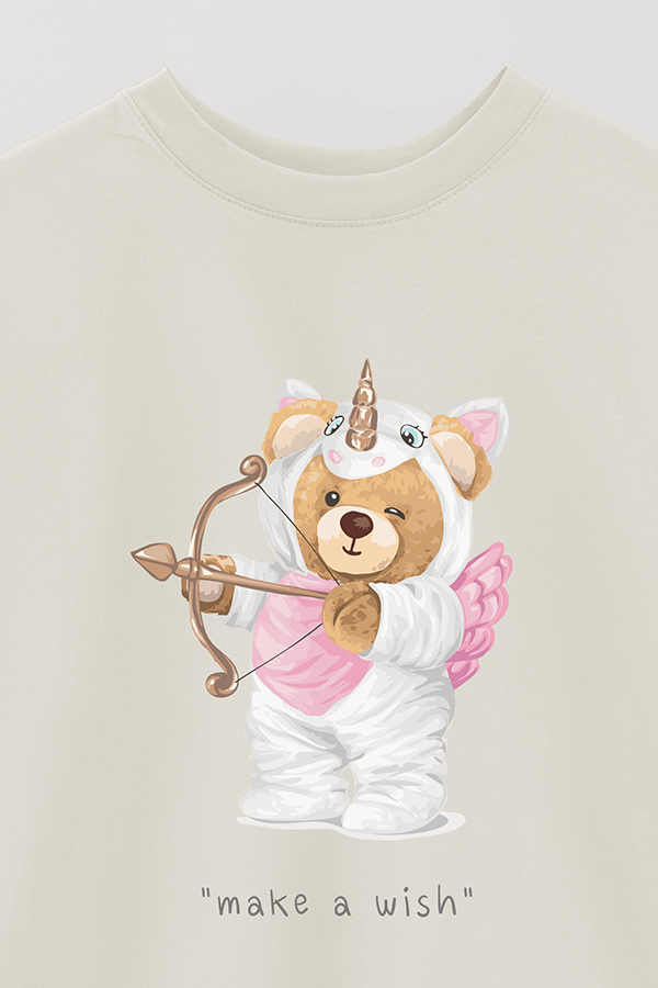 REMERA OVER ESTAMPADA UNISEX TEDDY MAKE A WISH