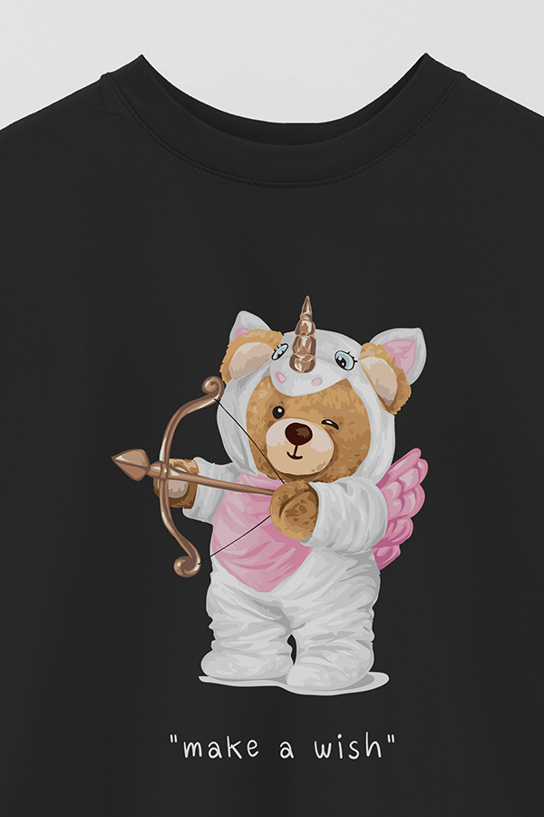 REMERA OVER ESTAMPADA UNISEX TEDDY MAKE A WISH