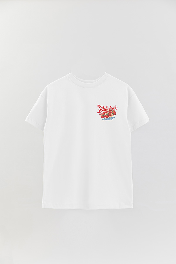 REMERA OVER FB ESTAMPADA THE DELICIOUS TOMATO