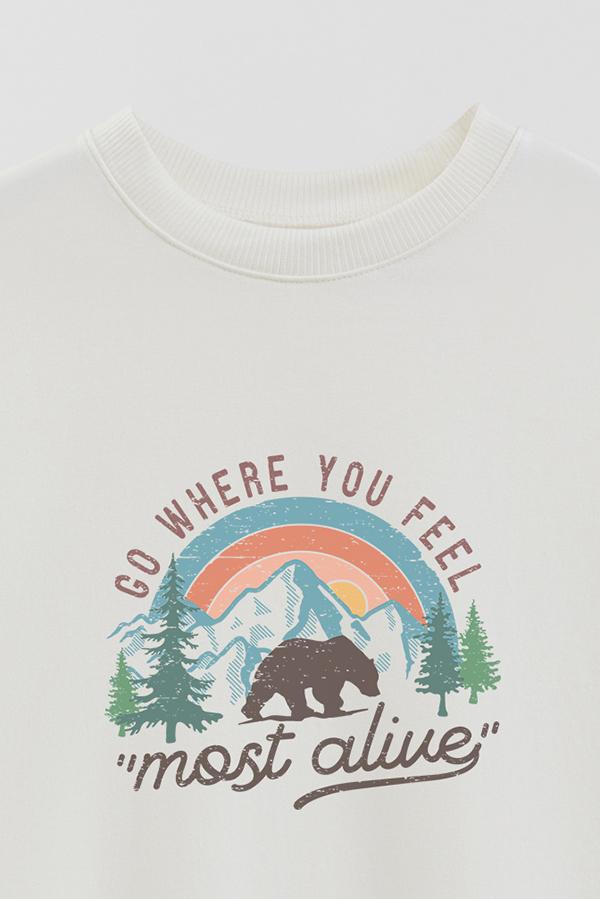 BUZO CREWNECK ESTAMPADO GO WHERE YOU FEEL MOST ALIVE 2