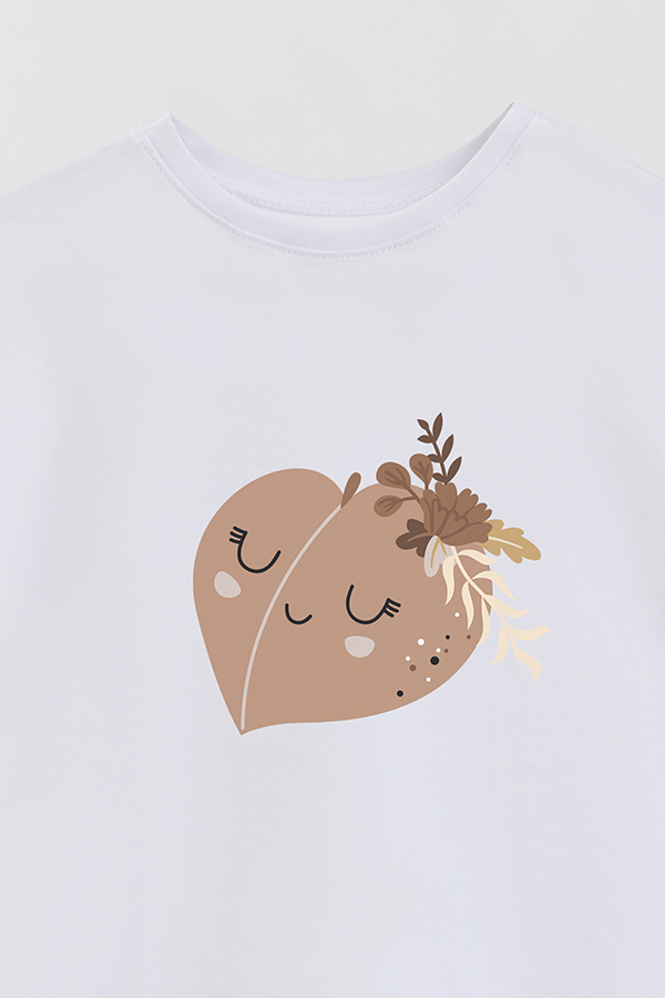 REMERA BASIC GIRL CUTE FRUITS CUTE PEACH
