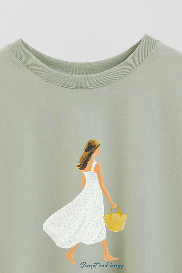 REMERA CROP ESTAMPADA COASTAL BAREFOOT AND BREEZE