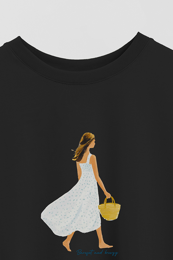 REMERA CROP ESTAMPADA COASTAL BAREFOOT AND BREEZE
