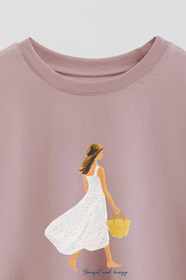 REMERA CROP ESTAMPADA COASTAL BAREFOOT AND BREEZE