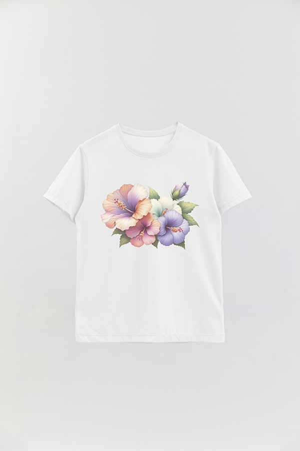 REMERA BASICA ESTAMPADA HIBISCUS B5