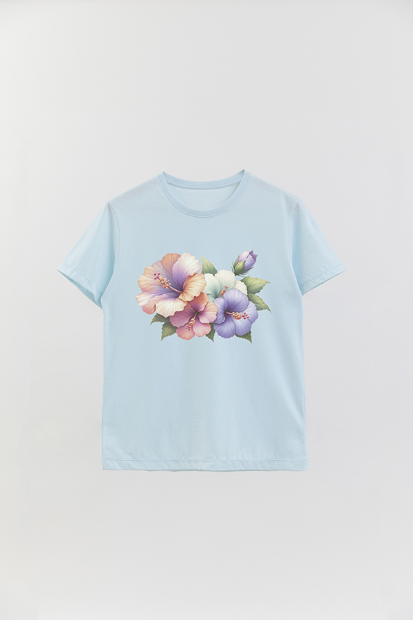 REMERA BASICA ESTAMPADA HIBISCUS B5