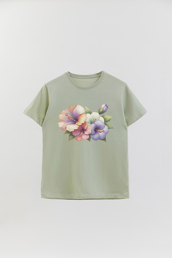 REMERA BASICA ESTAMPADA HIBISCUS B5