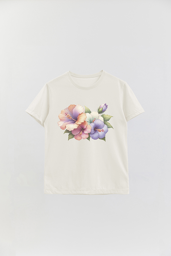 REMERA BASICA ESTAMPADA HIBISCUS B5