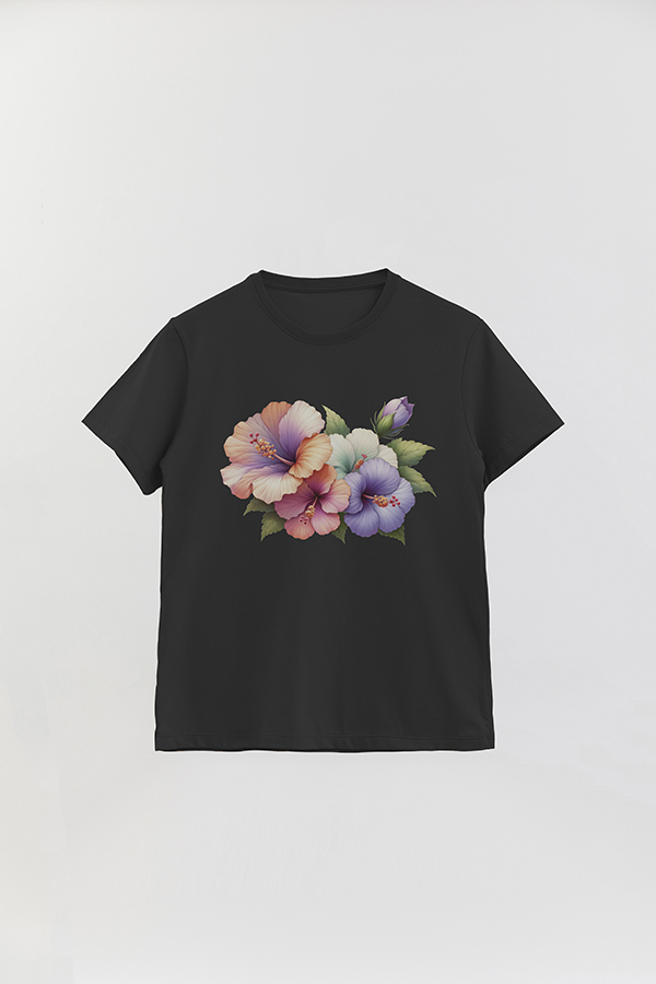 REMERA BASICA ESTAMPADA HIBISCUS B5