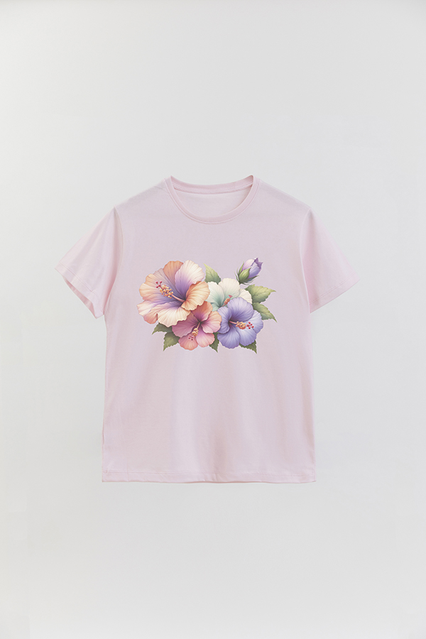 REMERA BASICA ESTAMPADA HIBISCUS B5