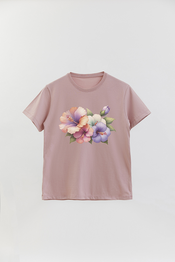 REMERA BASICA ESTAMPADA HIBISCUS B5