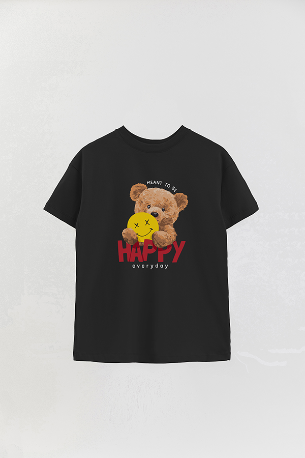 REMERA OVER ESTAMPADA UNISEX TEDDY MEANT TO BE HAPPY