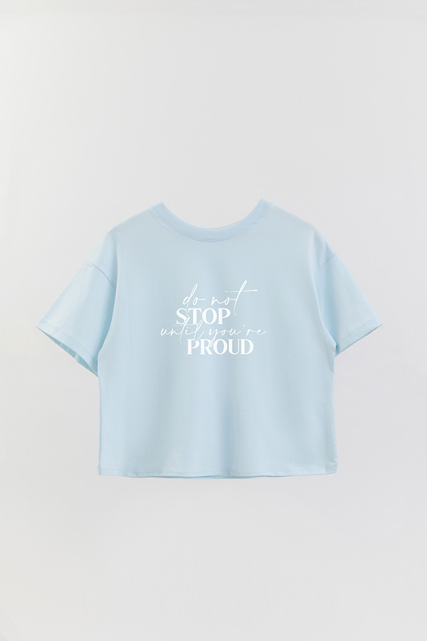 REMERA CROP ESTAMPADA ML DO NOT STOP