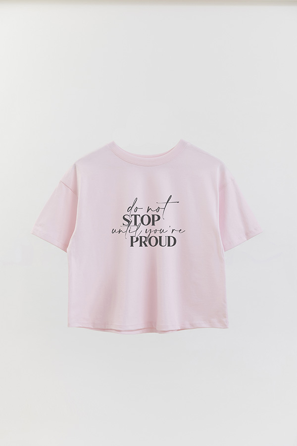 REMERA CROP ESTAMPADA ML DO NOT STOP
