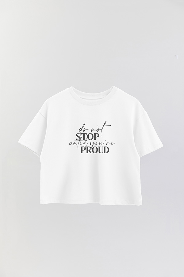 REMERA CROP ESTAMPADA ML DO NOT STOP
