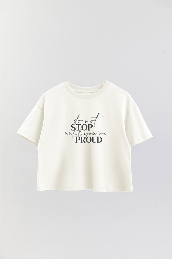 REMERA CROP ESTAMPADA ML DO NOT STOP