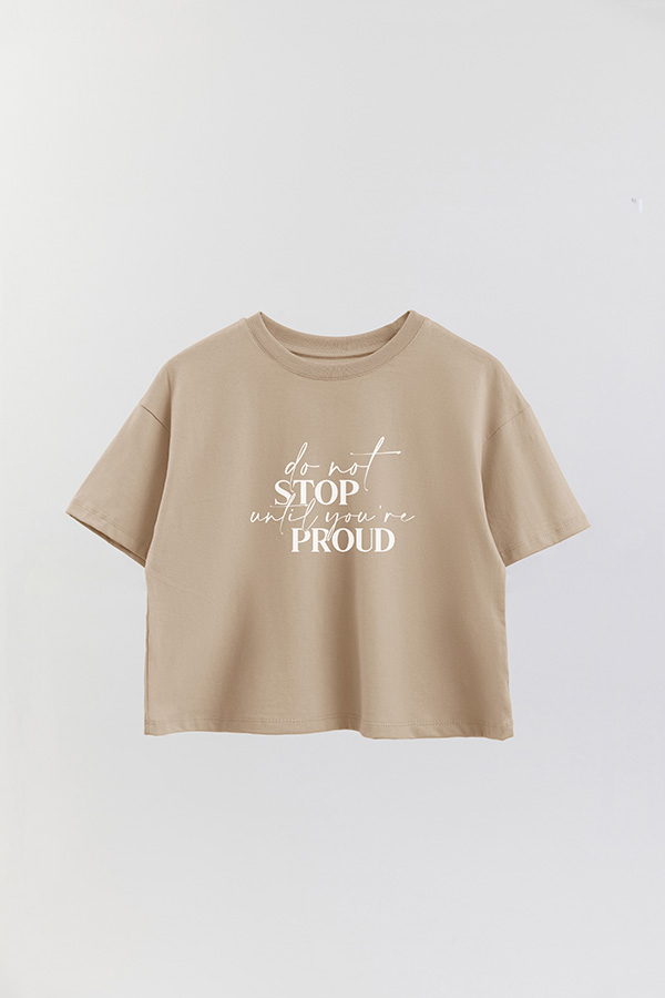 REMERA CROP ESTAMPADA ML DO NOT STOP