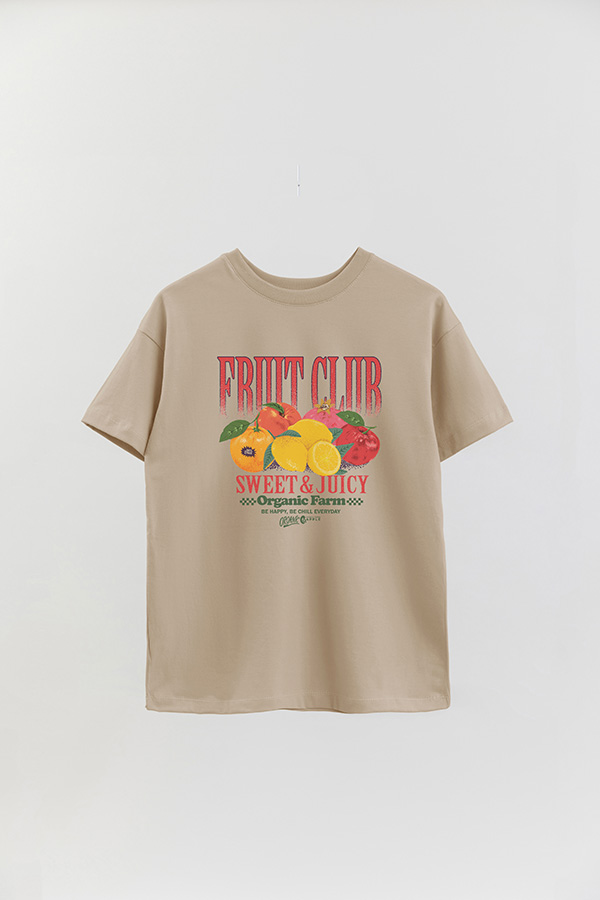 REMERA OVER ESTAMPADA FRUIT CLUB