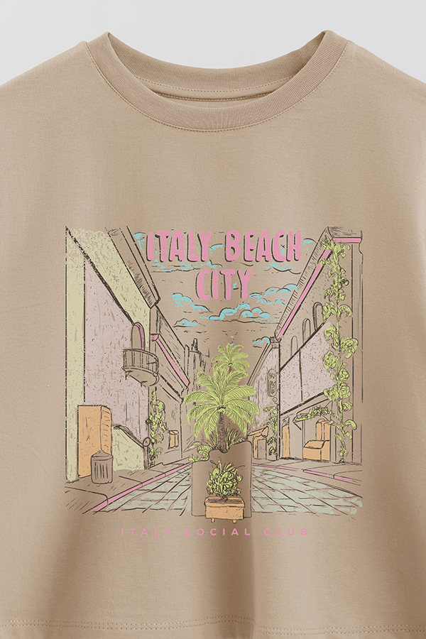 REMERA CROP ESTAMPADA ITALY BEACH