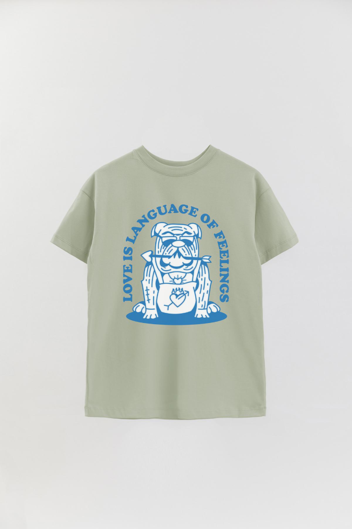 REMERA OVER ESTAMPADA GR LOVE IS LANGUAGE OF FEELING