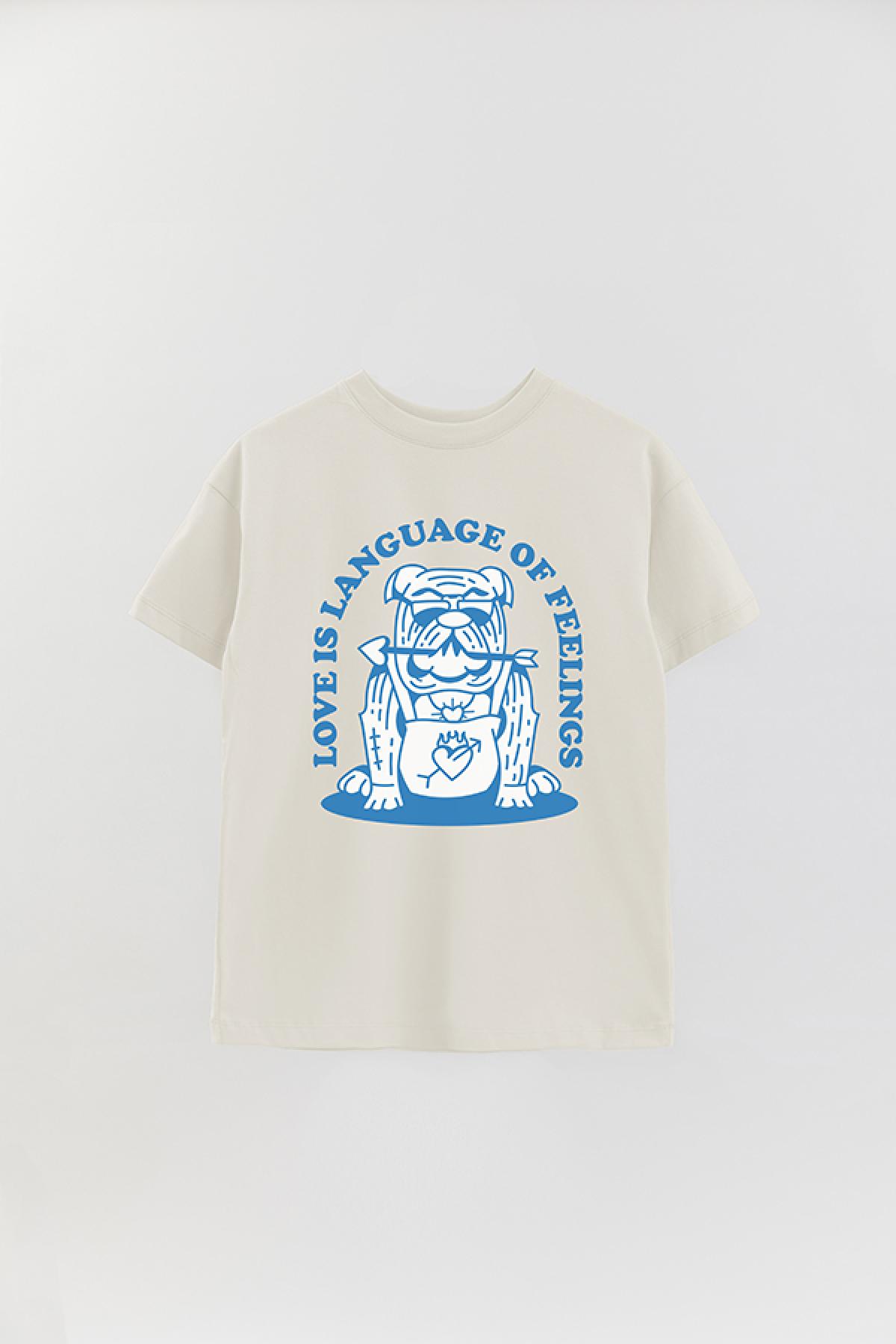 REMERA OVER ESTAMPADA GR LOVE IS LANGUAGE OF FEELING