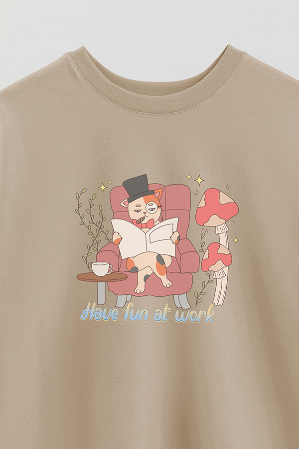 REMERA OVER ESTAMPADA CAT WORK