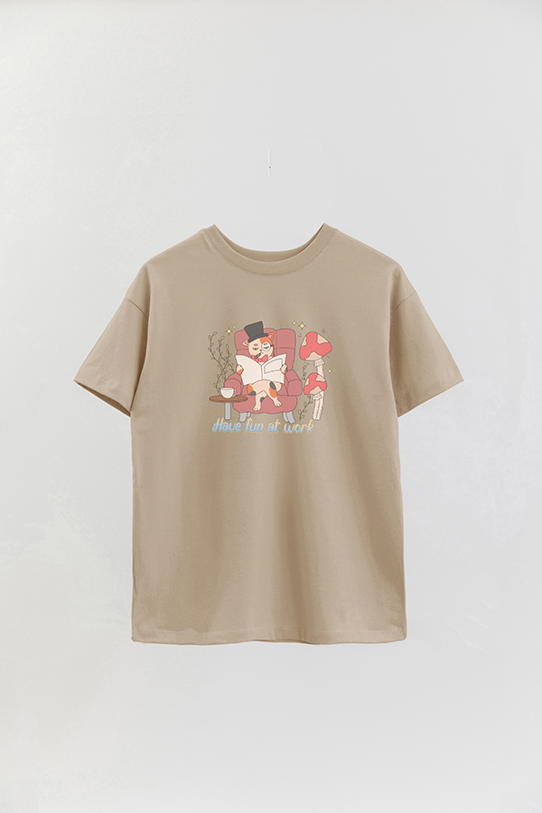 REMERA OVER ESTAMPADA CAT WORK